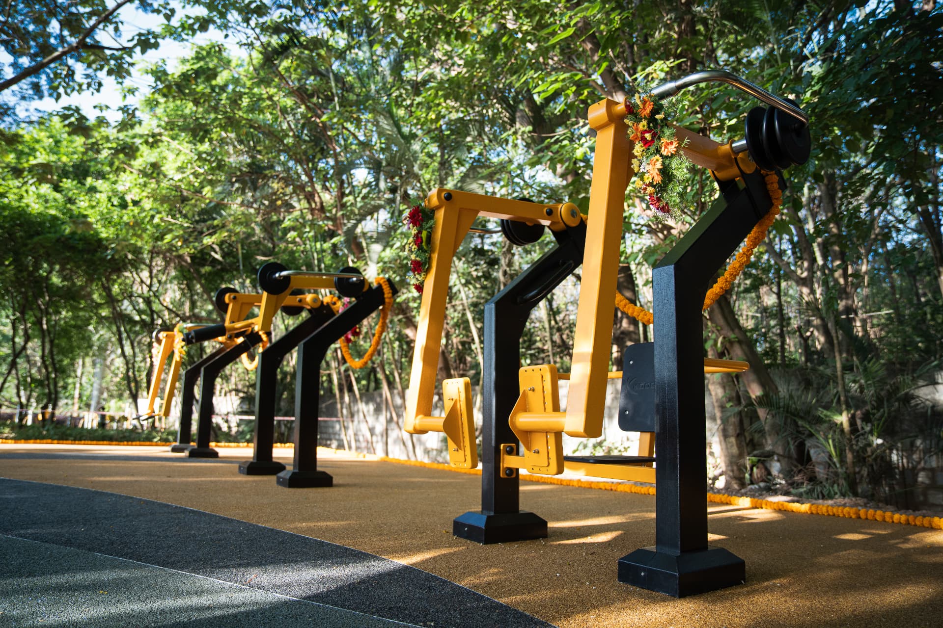 Yellow border profile framing the equipment run
